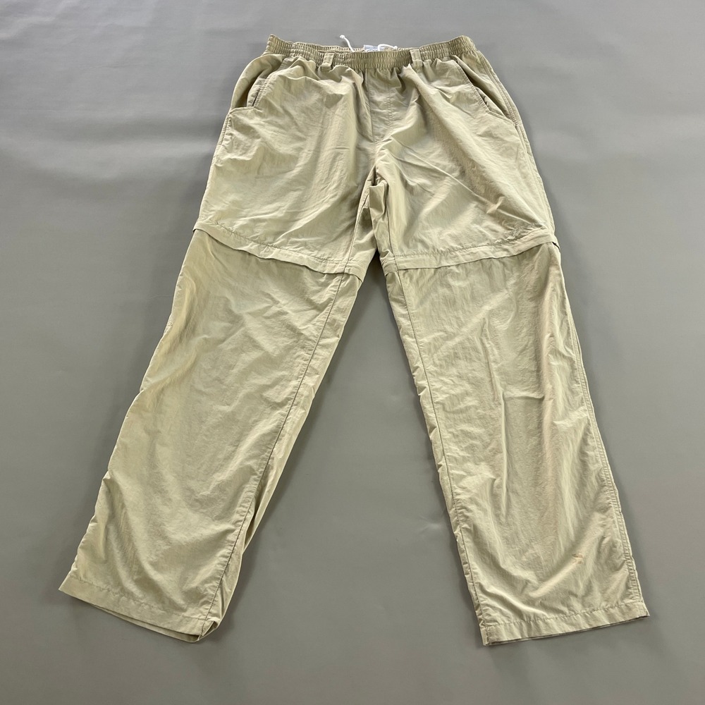 Columbia Mens Convertible Hiking Pants Khaki Tan Zip Off Cargo Trail Large 32L